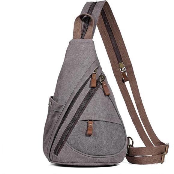 Canvas Sling Bag - Small Crossbody Backpack Shoulder Casual Daypack Rucksack - Picture 7 of 7